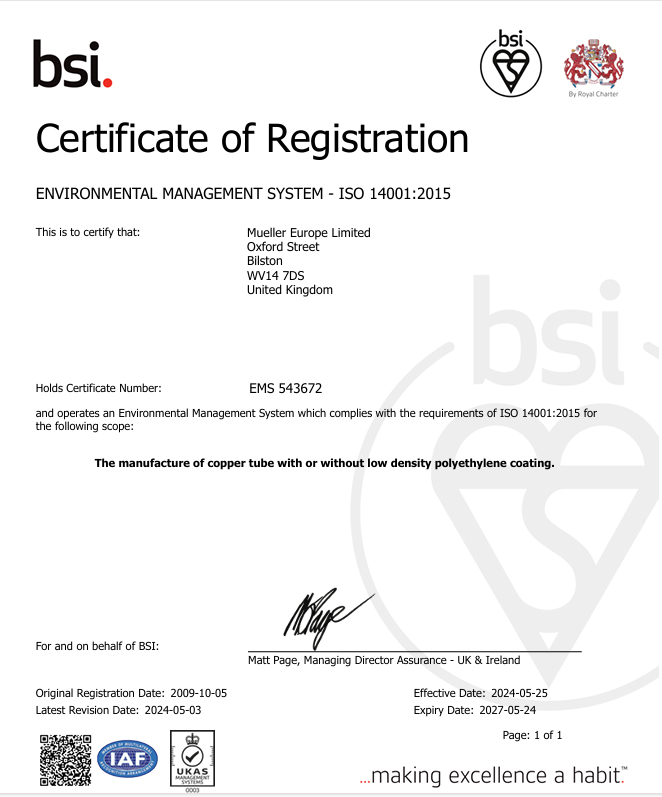 Our ISO 14001:2015 certificate